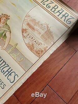 Affiche ancienne Originale absinthe Beucler distillerie de Montbart 1900 signee