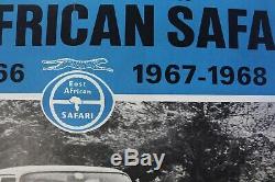 Affiche ancienne PEUGEOT 404 EAST AFRICAN SAFARI 1963 1968 pilotes Nowicki Cliff
