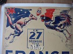 Affiche ancienne RUGBY france / Australie Parc des Princes 1952 Ordner