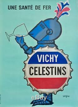Affiche ancienne Raymond Savignac Vichy celestins entoilée Etat A+ 79 x 58 cm