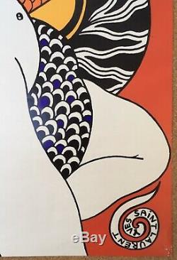 Affiche ancienne Yves Saint Laurent Love 1973 Serpent Nu Féminin Arabesques