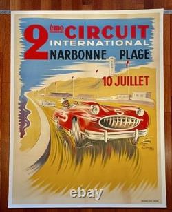 Affiche ancienne, affiche Automobile, Grand Prix, Narbonne