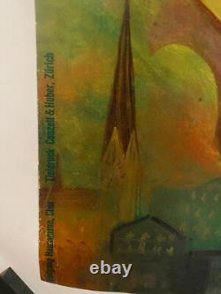 Affiche ancienne authentique DAVOS Suisse Entoilée