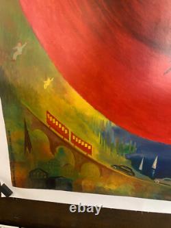 Affiche ancienne authentique DAVOS Suisse Entoilée