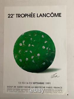 Affiche ancienne authentique GOLF Trophée LANCOME 1991 -par CESAR