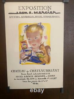 Affiche ancienne authentique -Jean Mercier -Chocolat Menier 60 x 40 cm