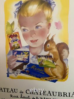 Affiche ancienne authentique -Jean Mercier -Chocolat Menier 60 x 40 cm