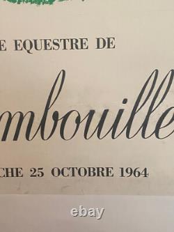 Affiche ancienne authentique entoilée- Fête équestre RAMBOUILLET -1964