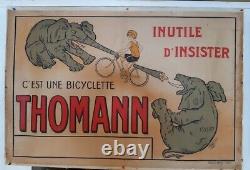 Affiche ancienne bicyclette Thomann 1920 entoilé