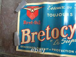 Affiche ancienne bretocyl bret oil bidon huile vintage publicité garage moto