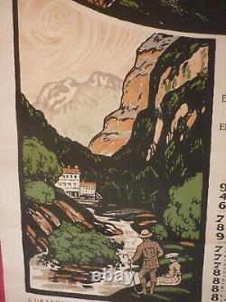 Affiche ancienne chemin de fer Pyrénées cote d'Argent train wagons lit vers 1920