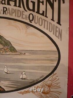 Affiche ancienne chemin de fer Pyrénées cote d'Argent train wagons lit vers 1920