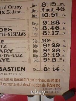 Affiche ancienne chemin de fer Pyrénées cote d'Argent train wagons lit vers 1920