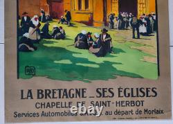 Affiche ancienne chemin de fer de l'état Bretagne Chapelle de saint-herbot