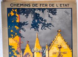 Affiche ancienne chemin de fer de l'état Bretagne Chapelle de saint-herbot