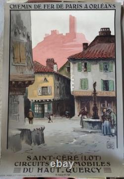 Affiche ancienne chemin de fer de l'état PO SAINT CERE LOT ALO