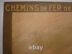 Affiche ancienne chemin de fer entoilée 1914Toussaint Paris london