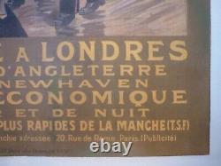 Affiche ancienne chemin de fer entoilée 1914Toussaint Paris london