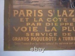 Affiche ancienne chemin de fer entoilée 1914Toussaint Paris london