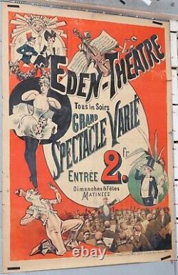 Affiche ancienne ci 1890-1900 EDEN THEATRE SPECTACLE VARIÉ CABARET
