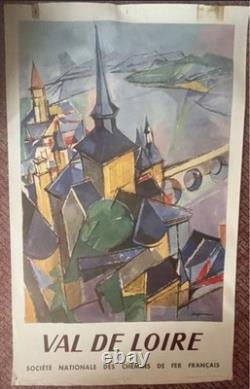 Affiche ancienne de voyage SNCF Val de Loire / Lithographie vintage