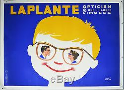 Affiche ancienne entoilée LAPLANTE Opticien Par Hervé MORVAN