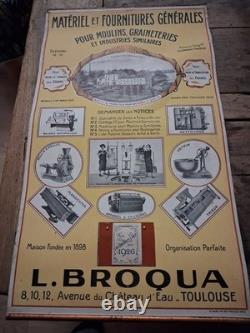 Affiche ancienne industrielle L. Broqua Toulouse 1926 Meunerie / Moulins