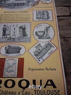Affiche ancienne industrielle L. Broqua Toulouse 1926 Meunerie / Moulins