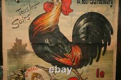Affiche ancienne le coq opérette théatre des menus plaisirs