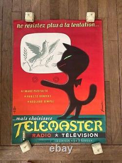 Affiche ancienne lithographique TELEMASTER Television 56X 76