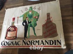 Affiche ancienne lithographique vintage poster Cognac Normandin 120 X 150