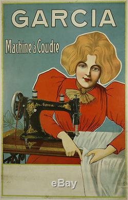 Affiche ancienne machine à coudre Garcia circa 1900 couture