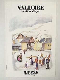 Affiche ancienne montagne ski station VALLOIRE Savoie par Guy AMEYE