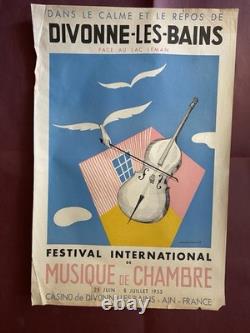 Affiche ancienne originale 1955 Divonne-les-Bains