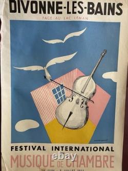Affiche ancienne originale 1955 Divonne-les-Bains