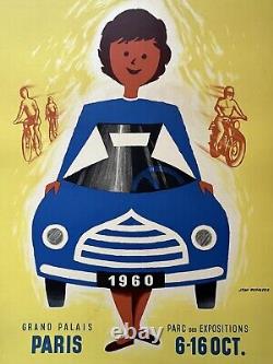 Affiche ancienne originale 47eme Salon de l'auto 1960 Jean DESALEUX