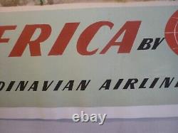 Affiche ancienne originale Africa SAS airline aviation entoilée Otto Nielsen