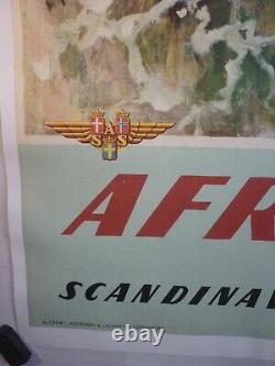 Affiche ancienne originale Africa SAS airline aviation entoilée Otto Nielsen