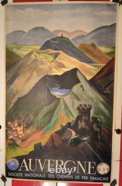 Affiche ancienne originale Auvergne tourisme SNCF 1938 Giroud