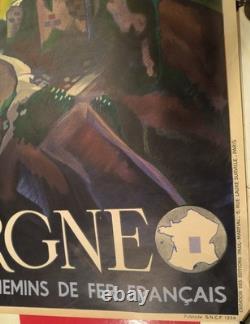 Affiche ancienne originale Auvergne tourisme SNCF 1938 Giroud