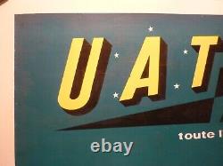 Affiche ancienne originale Avion UAT aéromaritime Afrique Colin vers 1950 entoil