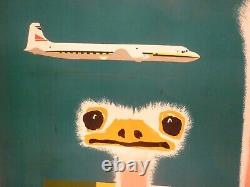 Affiche ancienne originale Avion UAT aéromaritime Afrique Colin vers 1950 entoil