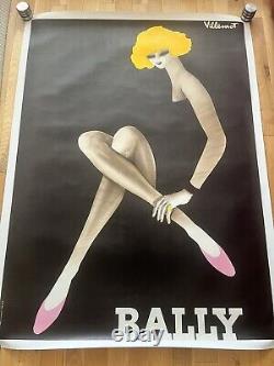 Affiche ancienne originale BALLY BLONDE 1982 VILLEMOT