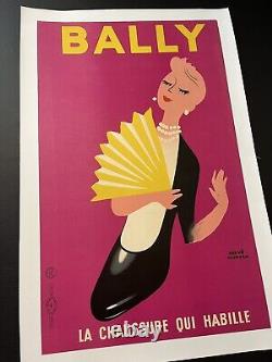 Affiche ancienne originale Bally Femme 1952 Hervé MORVAN