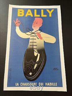 Affiche ancienne originale Bally Homme 1952 Hervé MORVAN