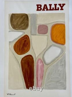 Affiche ancienne originale Bally abstract 1976 VILLEMOT
