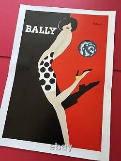 Affiche ancienne originale Bally kick 1988 VILLEMOT