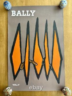 Affiche ancienne originale Bally losanges 1969 VILLEMOT