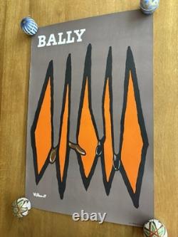 Affiche ancienne originale Bally losanges 1969 VILLEMOT