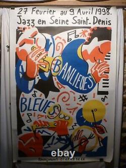 Affiche ancienne originale Boisrond Banlieues bleues Seine st Denis 1998 rare